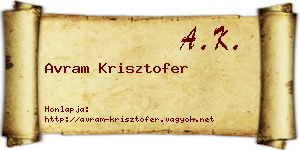 Avram Krisztofer névjegykártya